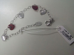 LOTUS SILVER LP 1030-2/5 PVP 39,00€. Pulsera de plata de ley con colgantes de corazones en plata  (3) y cristal rojo (2).  DTO 49,00%  20,00€ + envio