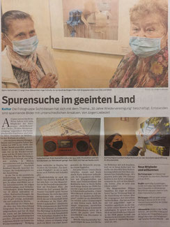 Artikel im OGA vom 16.10.2020 zur Fotoausstellung "Spurensuche- 30 Jahre Wiedervereinigung" im Rahthaus Mühlenbecker Land