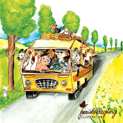 Barkas, Campen, Reisen, Bauernhof, Tier, Gans, hund, Kartze, Kuh, Ostalgie, Nostalgie, Bus, CampingwagenUrlaub, Sommer, Schaf