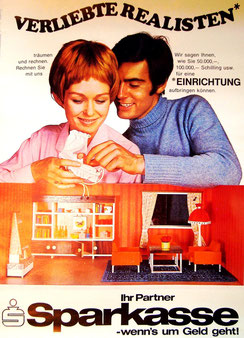 Verliebte Realisten (Alex?) . Mann und Frau mit Puppenhaus  . Plakat  1970.