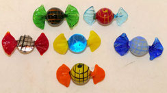 6er Satz Original Glas Bonbons 60er Jahre rund Murano Italien L. 6 cm Ø2,7 cm, € 66,00