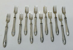 12er Satz Dessertgabel, 835er Silber, Lutz & Weiss, 16,5 cm,