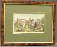 Altcolorierter Kupferstich "Beduinenlager Nr. 192" Monogramm HL 15,0 x 9,5 cm, € 75,00