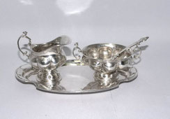 Milch und Zucker Set mit Tablett 835er Silber Ludwig Neresheimer Hanau 280,0 g.