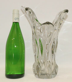 Sehr schwere Murano Glas Vase, Klarglas, Zipfel Plangeschliffener Boden, 34,5 cm, € 290,00