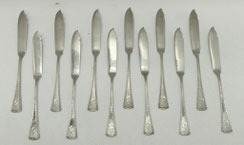 12er Satz Fisch-/ Obstmesser, 800er Silber, VSF Düsseldorf, Modell 5100, 17,5 cm