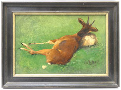 Christian Kröner "Erlegter Rehbock auf Stein" Öl auf Leinwand 31,5 x 20,5 cm, € 450,00