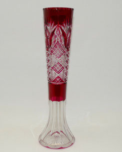 Große Stangenvase,Val St. Lambert,ca. 1905,roter Überfang,Steinelschliff,35,5 cm, € 599,00