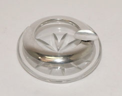 Kristallglas Aschenbecher mit Silbermontur, 800er Silber,Kerbschliff, Ø 7,3cm