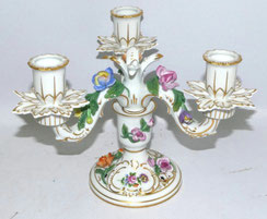 Porzellan Kerzenleuchter 3-Flammig Potschappel Dresden Blüten Gold D. 23,0 cm, € 175,00