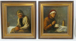 2 Holländische Portraits im Stil des 17.Jh. Der Alte, Der Kranke, Öl, 42X37 cm, € 1000,00