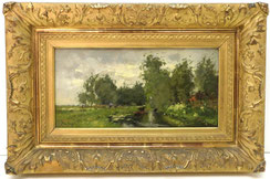 Pieter de Regt "Treidler mit Kahn" Impressionismus Öl auf Holz 39,5 x 20,0 cm, € 580,00