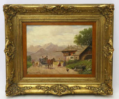 Ludwig Müller-Cornelius Ölgemälde bäuerliche Szene Impressionismus 24,8x18,8 cm, € 590,00