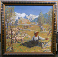 Erich Erler-Samaden,Junge Hirtin, Engadin Schweiz, Öl auf Leinwand 80 x 80 cm, € 11000,00