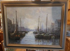 J. Dederichs 1873-1948 "HOLLÄNDISCHER HAFEN" Düsseldorfer Schule, 110 x 81 cm, € 990,00