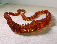 Bernstein Kette,Amber, Cognacfarben, ca. 62 cm lang, 7-21mm ,Poliert, Messing, € 99,00