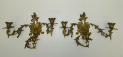 Ein Paar Barock Kerzenleuchter, Wandleuchter, 3-Armig, Meissing, B. 42,0 cm , € 420,00