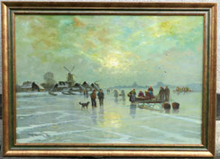 Eisfischer Holland Dahl-Heiden Impressionismus Düsseldorfer Schule 115 x 81 cm, € 1100,00