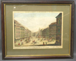 Pestsäule 1679 Wien Am Graben Colorierter Kupferstich Guckkastenblatt gerahmt, € 150,00