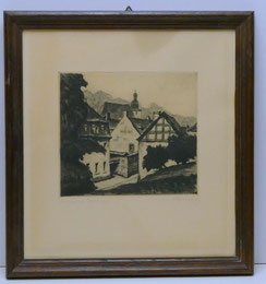 Alfred Holler, Radierung,"Stolberg im Vogelsang", Burg, Altstadt, ca. 1920 , € 85,00