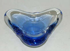 Murano Glasschale, Aschenbecher Luftblasennetz, Kristallglas, blau, 17,5x19,5 cm, € 70,00