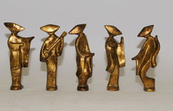 5x Geisha Japan Awa Odori Tanz Eisen Guss vergoldet Mitte 20. Jhd. H. 11,0 cm, € 695,00
