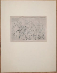 Oskar Kokoschka "Penthesilea und Achills Zwiegespräche" 1969 auf Stoff gedruckt, € 280,00