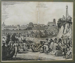 Kupferstich Arnoldus Montanus 1680 "Entree des Ambassadeurs á Mia" 34,5 x 29,0cm, € 220,00