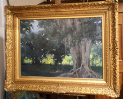 Georg Beer 1881-1951 Indonesien-Den Haag "verlaten Graf" Banyan-Baum 135x106 cm, € 3450,00