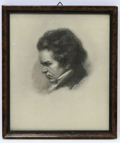 Bleistiftzeichung "Ludwig von Beethoven" Max Wulff Wurzelholzrahmen 21,0 x 24,5, € 450,00