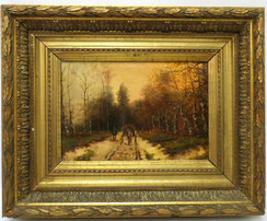 Ölgemälde "Pferdefuhrwerk" nach Louis Apol Öl auf Holz 33,5 x 23,5 cm, € 360,00