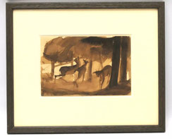 Lavierte Tusche Zeichnung Robert Crommelinck "Les Biches" 1932, 17,5 x 11,5 cm,€ 375,00