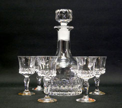 ORREFORS Glas-Karaffe Set mit 6 Gläsern, Ingeborg Lundin "SILVIA", mundgeblasen, € 350,00