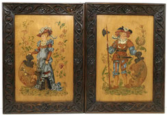 Ritter & Burgfräulein auf Holz graviert historische Darstellung 56,5 x 41,5 cm, € 420,00