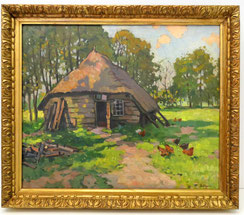 Impressionistisches Landschaftsgemälde Schafstall in Nunspeet bez. m. B. Viegers, € 1050,00
