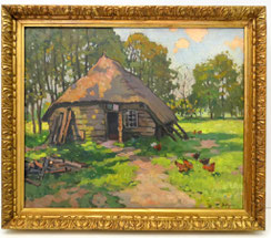 Impressionistisches Landschaftsgemälde Schafstall in Nunspeet bez. m. B. Viegers, € 1050,00