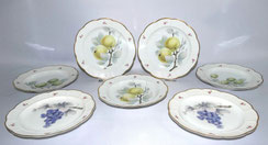 7er Satz Rosenthal Porzellan Dessert-Teller Goldrand Früchte Motive D. 21,5 cm, € 175,00