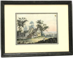Guache Malerei C.S. George fecit. 1789 Bauernlandshaft 18,5 cm x 24,5 cm, € 280,00