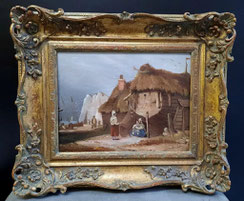 Kleines Ölgemälde Normandie "The Rocks of Etretat" Papier auf Holz 29 x 22 cm, € 270,00
