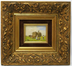 Ölgemälde "Die Heuernte" Robert Schleich Öl auf Holz Miniaturbild 9,3 x 7,3 cm, € 1100,00