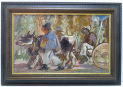 Ochsenkarren, Thailand, Oil on Canvas, Expressionistischer Stil , € 480,00