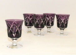 1. von 5. Likörglas,Kristall, Ajka Crystal,violett überfangen,Kerbschliff,8,6 cm, € 35,00