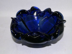 Murano Glasschale Aschenbecher Mundgeblasen Kristallglas dunkelblau D. 18,0 cm, € 65,00