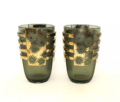 Paar Val St. Lambert Vasen LUXVAL Ch. Graffard "EGMONT" Grün Gold H.18cm Ø 12 cm, € 400,00