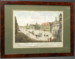 Colorierter Kupferstich Guckkastenblatt "Ansicht Kirche Boston" gerahmt, € 150,00