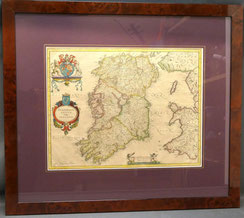 Altkolorierter Kupferstich "Hibernia Regnum Ireland" 1635 Willen Blaeu 50x38,5cm, € 220,00