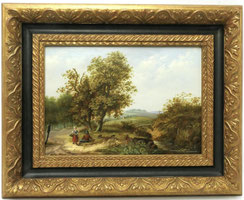 Johann Wilhelm Cordes Landschafts-Gemälde Öl auf Eichenholz 36,0 x 25,5 cm, € 1200,00