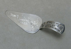 Jugendstil Kuchenschaufel, Gebäckheber, Tortenheber, 900er Silber, 18,5 cm