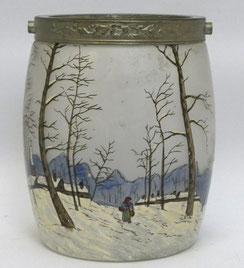 LEGRAS Jugendstil Glasdose Serie "Winter" ohne Deckel und Griff H. 16,0 cm, € 250,00