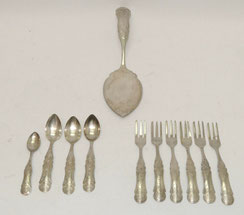 11- Teiliges Besteck Konvolut, Kuchenschaufel, Niederlande, 833er Silber, 1970,, € 256,00